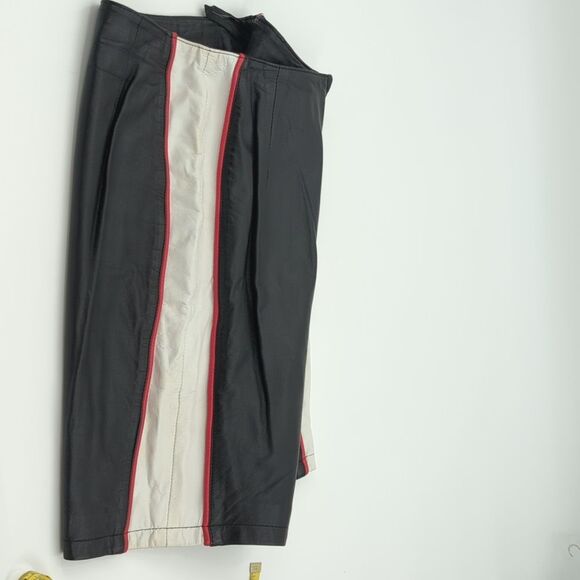Vintage 90s CHIA Leather Moto Mini Biker Racing Stripe Pencil Skirt Size 4 - Picture 7 of 10